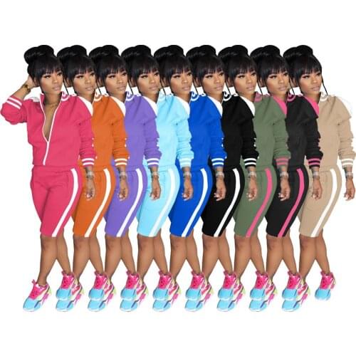 Autumn New Style Long-sleeved Shorts Suit Fashion Womens Two-piece Fitness Sports Two-piece Womens Suit