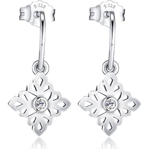 Authentic 925 Sterling Silver Earrings Lace Botanique Stud Earrings for Women Wedding Party Gift Silver Jewelry brincos