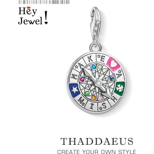 925 Sterling Silver Wheel of Fortune - Make a Wish Charms Pendant 2019 Autumn Jewelry Gift Fit Bracelet For Women Men