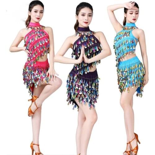 Colorful Water Drop Sequin DS Jazz Belly Dancing Costume Sexy Bra Belt 3 Piece Suit Stage Performance Wear Chritmas Skirt Latin