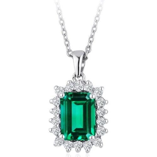 Symbol Gold 1.30 Carat Diamond Emerald Necklace Sexy Trend Fashion Jewelry Stylish Brilliant Eye-catching Pendant For Women