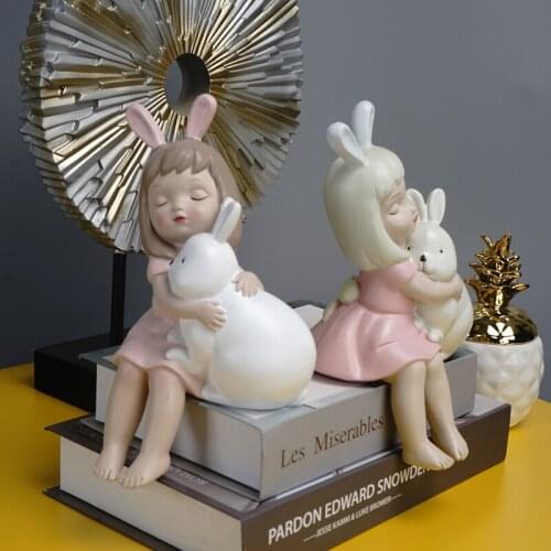 Cute Girl Resin Statue Home Decor Sculpture Garden Living Room Desktop Decoration Figurines for Interior Decorative Figures