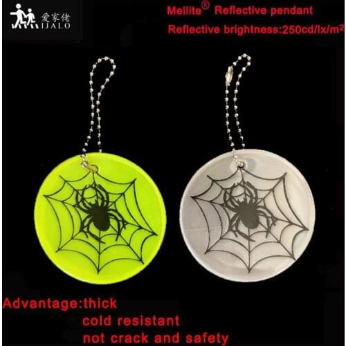 MEILITE 250 candle lights Reflective keychains Safety protection Halloween spider bag pendant key ings For traffic safety use