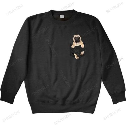 Men sweatshirt spring Pug Pocket hoodies Pug Inside Pocket Dog Lovers Cotton unisex sweatshirt men top