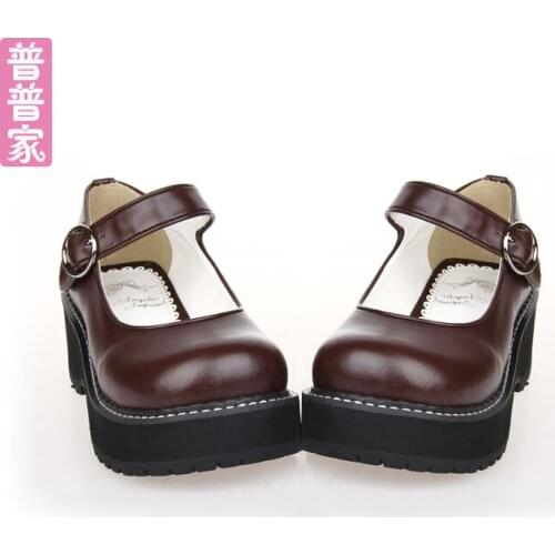 Princess sweet lolita shoes Japanese round head anime COS punk thick bottom lace muffin cartridge fashion women shoes pu6016