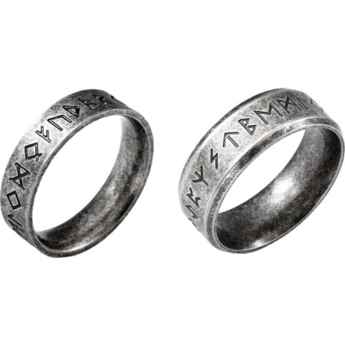 Punk Stainless Steel Odin Norse Viking Amulet Rune Men Ring Fashion Words Retro Rings For Women Jewelry