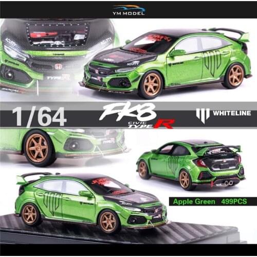 YM Model 1:64 Honda Civic FK8 Type-R Whiteline Resin Model Car