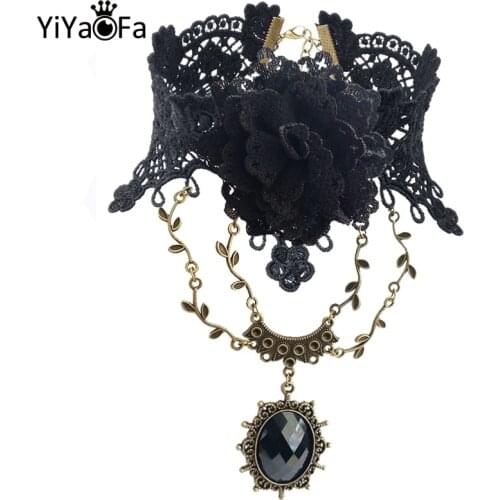 YiYaoFa Gothic Jewelry Vintage Lace Necklace & Pendant Women Accessories Choker Necklace False Collar Statement Necklace GN-113