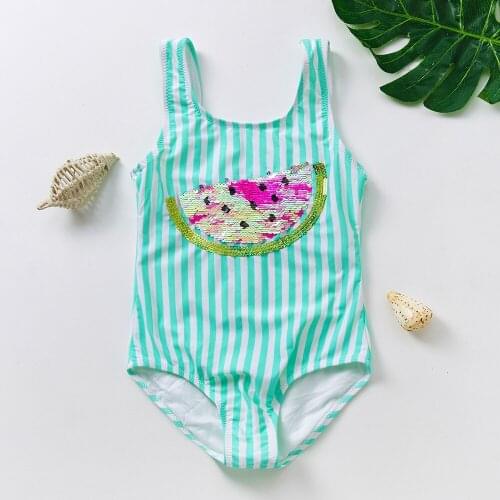 4-16Y Teenager Girls Swimwear High quality Girls Swimming outfit Watermelon Sequins Childeren Swimwear Beach wear for kid girls