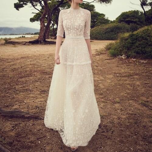 High Quality White Mesh Embroidery Long Party Dresses for Women 2021 Summer Runway Elegant Short Sleeve Maxi Bandage Dress