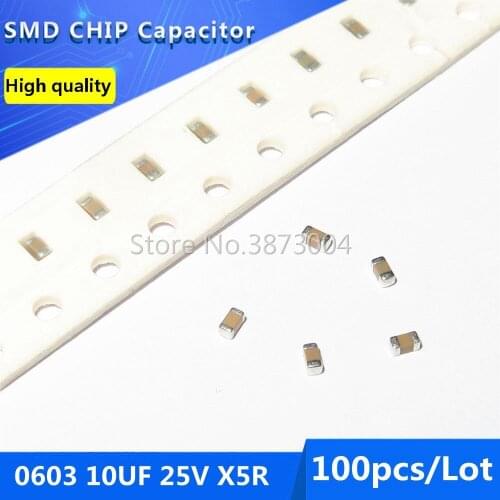 100pcs 0603 10UF 25V X5R 20% SMD Chip Capacitor