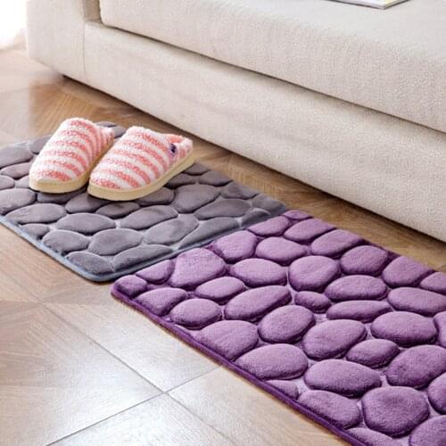 40*60cm 5 Colors 3D Cobblestone Memory Foam Carpet Kitchen Bathroom Door Floor Soft Absorbent Non-slip Bath Mat