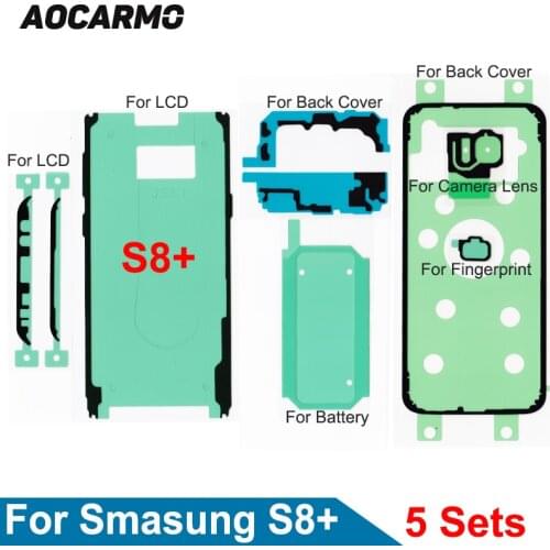 5Sets/Lot For Samsung Galaxy S8plus SM-G9550 LCD S8+ 6.2" Screen Back Battery Cover Camera Lens Waterproof Adhesive Sticker Glue