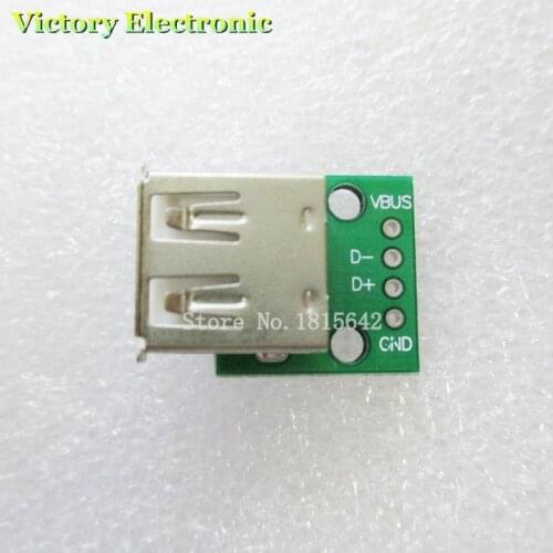 5PCS/Lot USB 2.0 female humpback turn DIP 4pDIP adapter plate welded Mobile Power Cable Wholesale