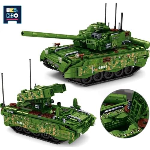 836PCS Military Type 99 Main Battle Tank Building Blocks Soldier City Weapon WW2 Model Army Figure Bricks Toys for Children Boys