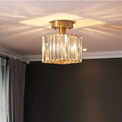 Balcony Postmodern Led Ceiling Lamp Hallway surface Luminaria Crystal Light Porch Lamp All Copper kitchen Light Bar Coffee lamp