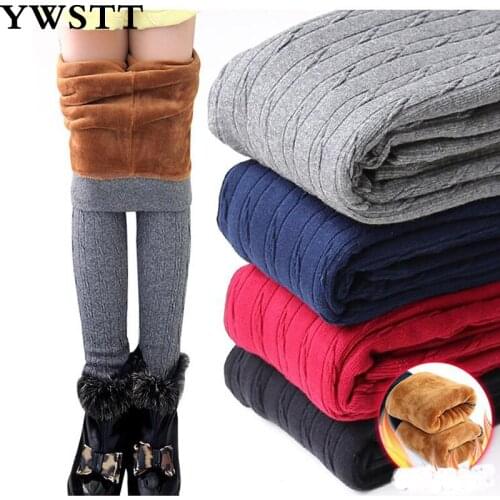 Girls Plus Velvet Thickening Leggings 2018 New Knit Double Pants Winter childrens Warm Boots Pants childrens trousers