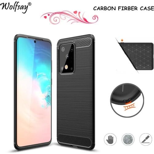 Carbon Fiber Cover For Samsung S20 Ultra Case Shockproof Silicone Cover For Samsung Galaxy S20 Ultra Case For Samsung S20 Ultra