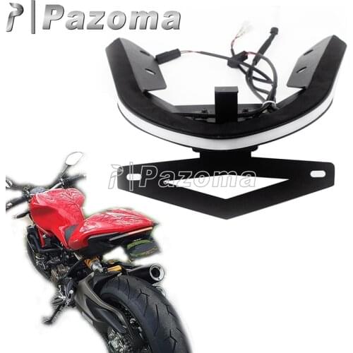 For Ducati Monster 821 1200 1200S LED Tail Tidy Fender Eliminator License Plate Bracket Kit LED Turn Tai Light Sequential Flow