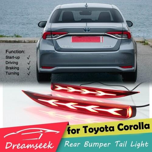 4Y LED Reflector Rear Bumper Tail Light for Toyota Corolla Sedan 2019+ Stop Brake Lamp with Dynamic Turn Signal Fishbone Style