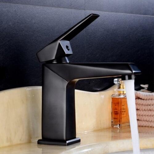 DONYUMMYJO 1pc Black Ancient Faucet Copper Hot and Cold Wash Basin Hotel Bathroom Deck Installation Tap