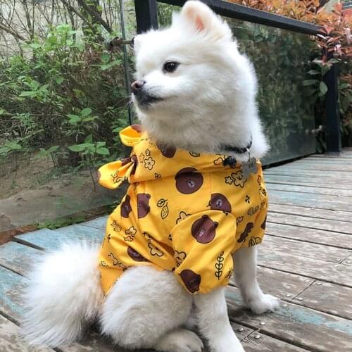 Pet Raincoat for Dogs Cute Bear Print Waterproof Dog Clothes Frenchie Rainproof Jacket Pug Coat for Large Dogs Corgi Rain Coat