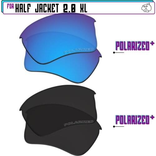 EZReplace Polarized Replacement Lenses for - Oakley Half Jacket 2.0 XL Sunglasses - BlackPPlus-BluePPlus