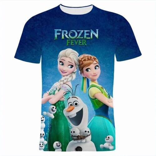 Disney Movie frozen t-shirt Child Summer 3D Print New Cool Boy Girl Kids Oversized t shirts Harajuku Men Women Short sleeve top
