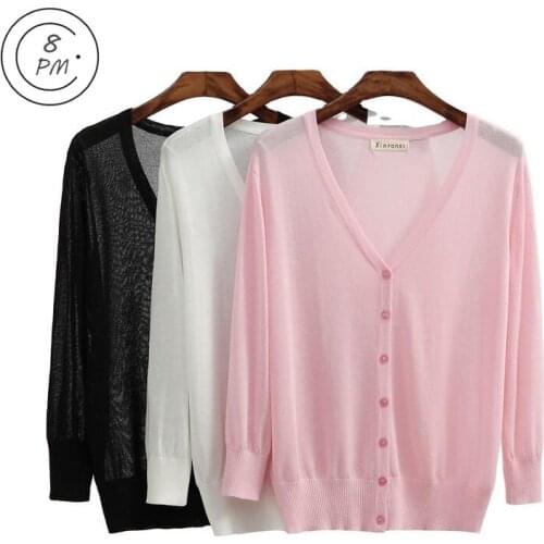 Summer Womens Sweater Spring Air condition Knitted Tops Plus Size 3XL 4XL Plus Size Cardigan For Women Sunscreen Shirt ouc085
