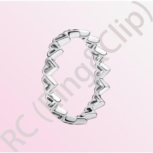 2020 Spring New Authentic 100% S925 Sterling Silver Rings Freehand Hearts Rings for Women DIY Anniversary Got Engaged Jewelry