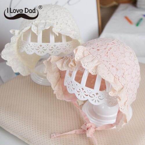 Cute Lace Baby Hat Soft Cotton Newborn Girl Accessories Princess Summer Solid Flower Infant Baby Sun Hat Bonnet Cap
