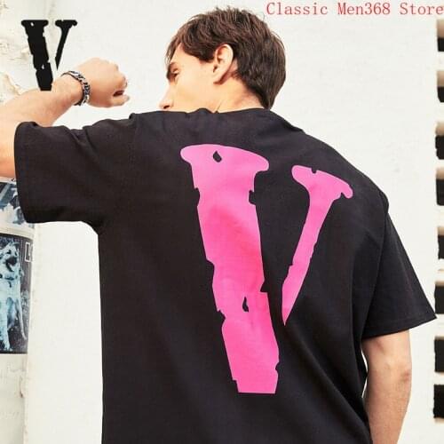 Fashion brand new VLONE short-sleeved male FRIENDS rose red big V printing loose T-shirt women