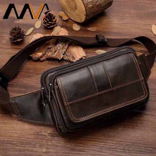 Genuine Leather Mens Waist Bag Brand Male Fanny Pack Money Belt Bag Casual Retro Phone Man Belt Shoulder Bags Travel Waist Pack