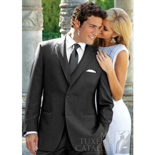 Custom Made Men Slim Suit, Bespoke Suit Charcoal Grey Business/Wedding Suits,Tailor Made Ticket Pocket Tuxedo Charcoal Mens Suit