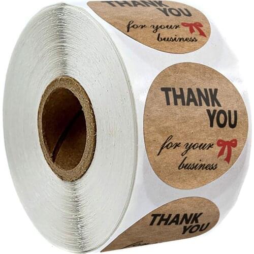 500 Pcs/roll Thank You for Your Business Stickers for Small Shop Handmade Sticker Labels Round Kraft Business Label Stickers