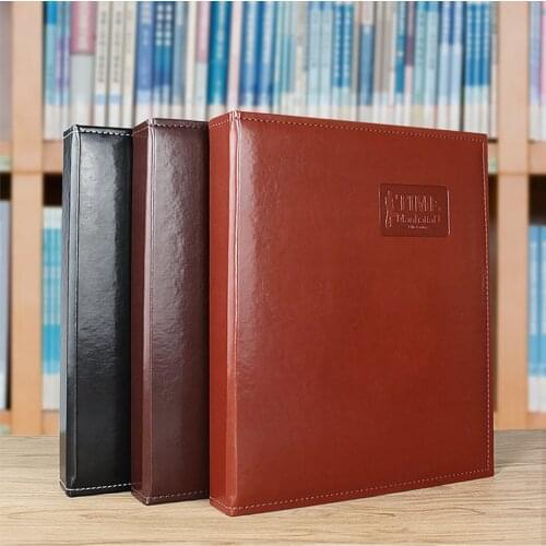 Interleaf Type A5 Folder Album Leather Cover Business Manual Book with 20piece Transparent Pockets for Piano Music Score File