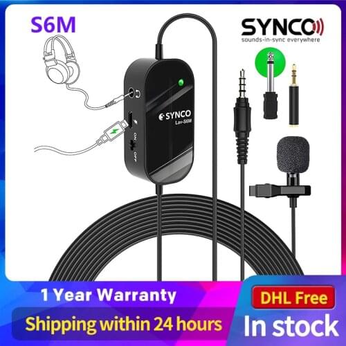SYNCO Lav-S6M Lavalier Microphone usb charge Condenser Mic Noise Reduction for YouTube, Interview, Conference, Live Broadcast