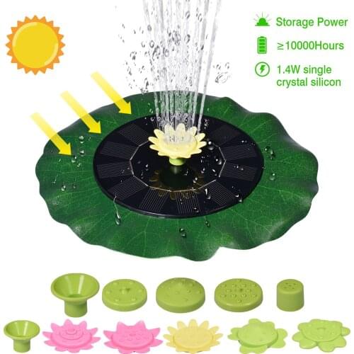 1.4W Lotus Leaf Solar Fountain Floating Fountain Garden Decoration Lotus Leaf Fountain Is Suitable For Bird Bathtubs And Ponds