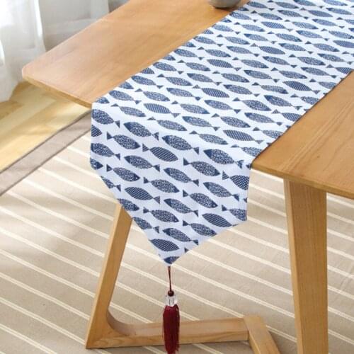 Modern Simple Salmon Pattern Long Table Runner Nordic Style Coffee Table Dining Table Porch TV Cabinet Cover Towel Decoration