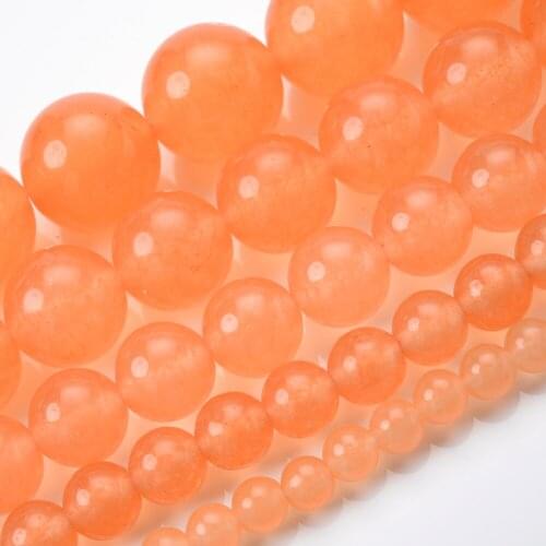 Light Orange Chalcedony Jades Natural Stone Round Loose Spacer Beads for Jewelry Making DIY Bracelet Accessories 4/6/8/10/12mm