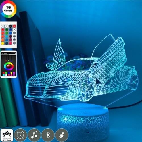 Cool Nightlight LED 3D Illusion Lamp Sports Car Color Changing Desk Atmosphere Lamp Gift Event Prize for Child Bedroom Decor