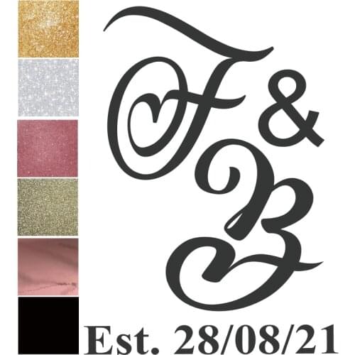 Personalised Wedding Initials And Date Glitter Iron On Heat Transfers Napkin Thermal Sticker Letter Patch Bride Squad Gift