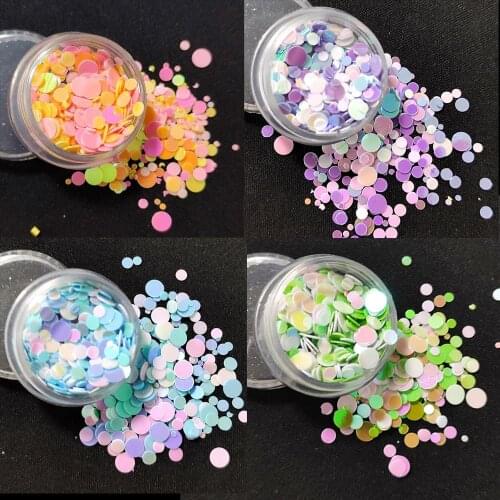 1Box Charms Nail Decorations Round Flake Mermaid Paillette 3D Nail Art Sequin Dot Mixed Accessories DIY Glitter Supply Beleshiny