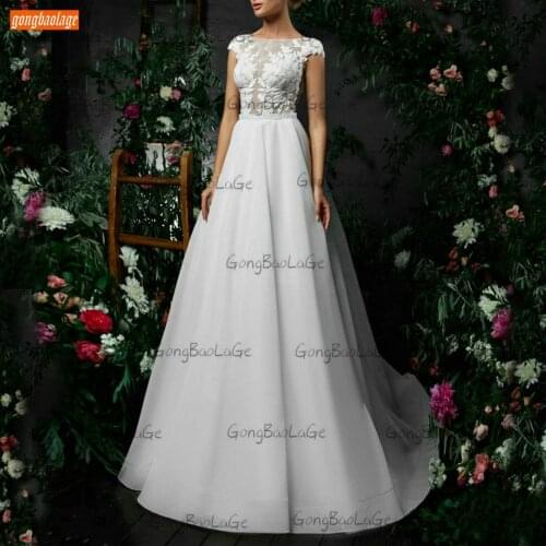 Fashion White Wedding Dress 2021 Abiti Da Sposa A Line Organza Slim Fit Свадебное Платье Custom Made Bridal Gowns Lace Appliques
