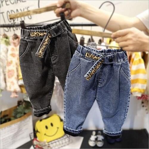 Winter Baby Girls Thicken Fleece Warm Harem Pants Loose Children Pants Jeans Elasticity casual Streetwear Denim Jeans For Girls