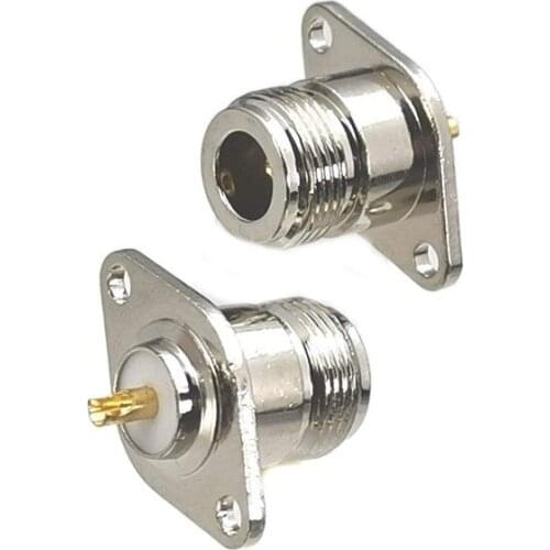 1pcs N Female Jack 2-Holes Flange Connector Solder Panel Mount RF Coaxial Brass Straight New
