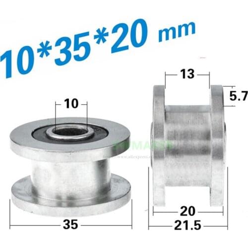 10pcs 10*35*20mm H grooved wheel, metal non-standard grooved pulley/roller, 6000-2RS bearing wheel/rolling guide wheel