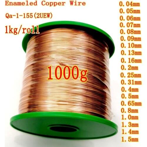 1000g/roll Enameled Copper Wire 0.04mm 0.05 0.06 0.2mm 0.8mm 1.3 Magnetic Wire For Inductance Coil Relay Electric Coil Winding