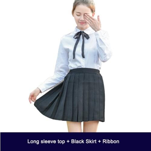 Korean School Uniform Sets For Girls Boys Sailor Tops+Tie+Skirt British College Navy Students Clothes For Plus Size C28156AD