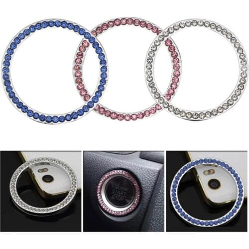 40mm/1.57" Auto Car Bling Decorative Accessories Automobiles Start Switch Button Decorative Diamond Rhinestone Ring Circle Trim
